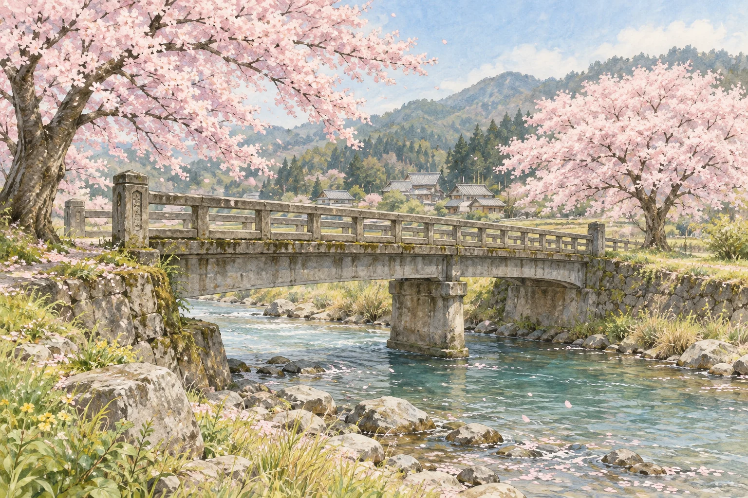 二本の桜に挟まれた昔の桜橋